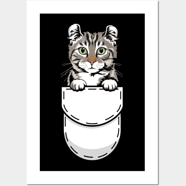 Funny American Curl Pocket Cat Wall Art by Pet My Dog